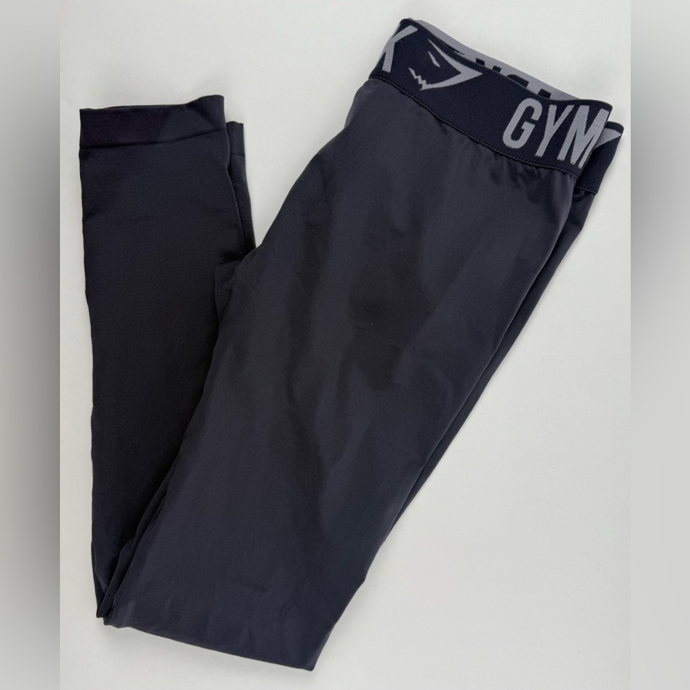 Gymshark Smokey Gray Logo Waistband Leggings Stretch Activewear Size S
